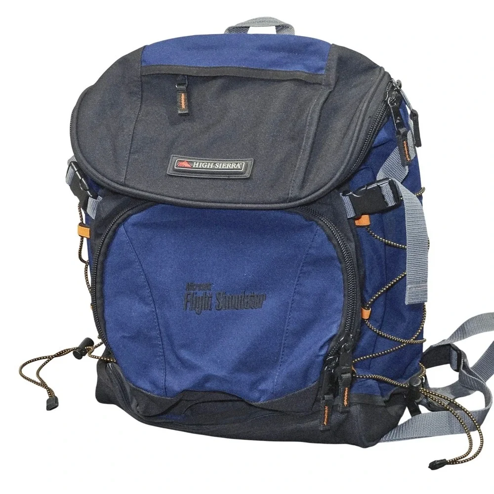 Microsoft Flight Simulator Backpack High Sierra Blue Techwear Travel Bag Y2K PC